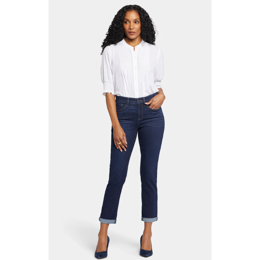 NYDJ Girlfriend Jeans Womens 24 W Blue Lift Tuck Stretch Denim Mid Rise